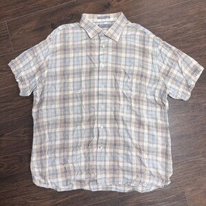 CREMIEUX BLUE PLAID SHORT SLEEVE BUTTON DOWN SHOES